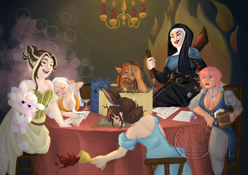 An attack for crayyee featuring Gun Nun, Lark, magNolia, Craye, Princess Lavender Longear, Unicorn and Milkshake my Fursona